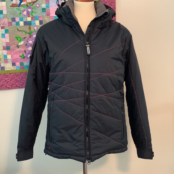 Roxy endurance series, snowboarding, jacket, L in black and pink design NWOT - Picture 1 of 16